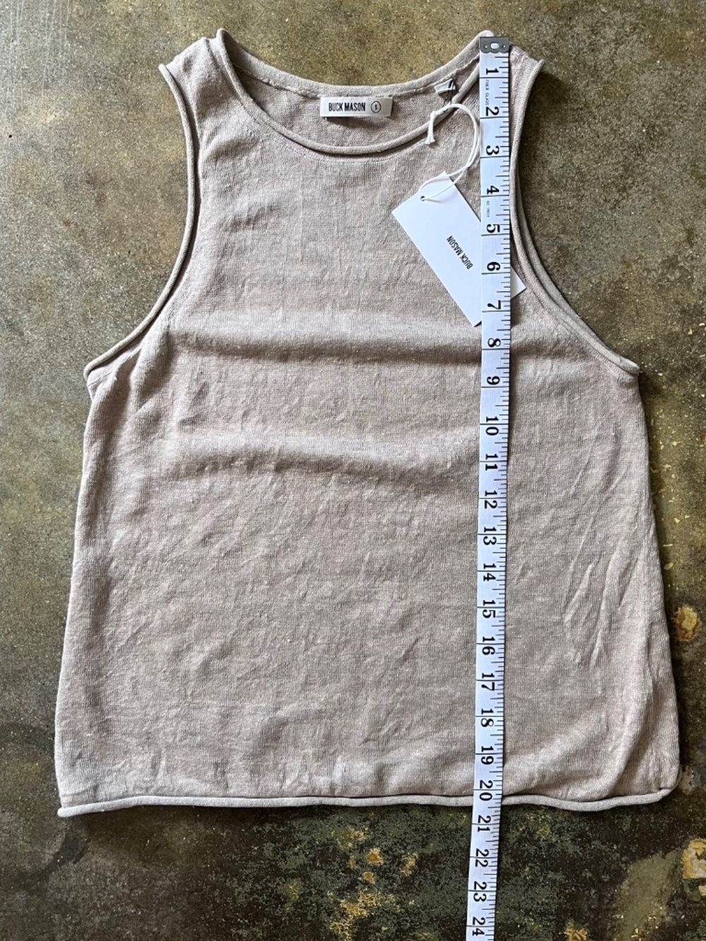 Buck Mason Lighthouse Linen Tank, Driftwood, Size S - Picture 5 of 6